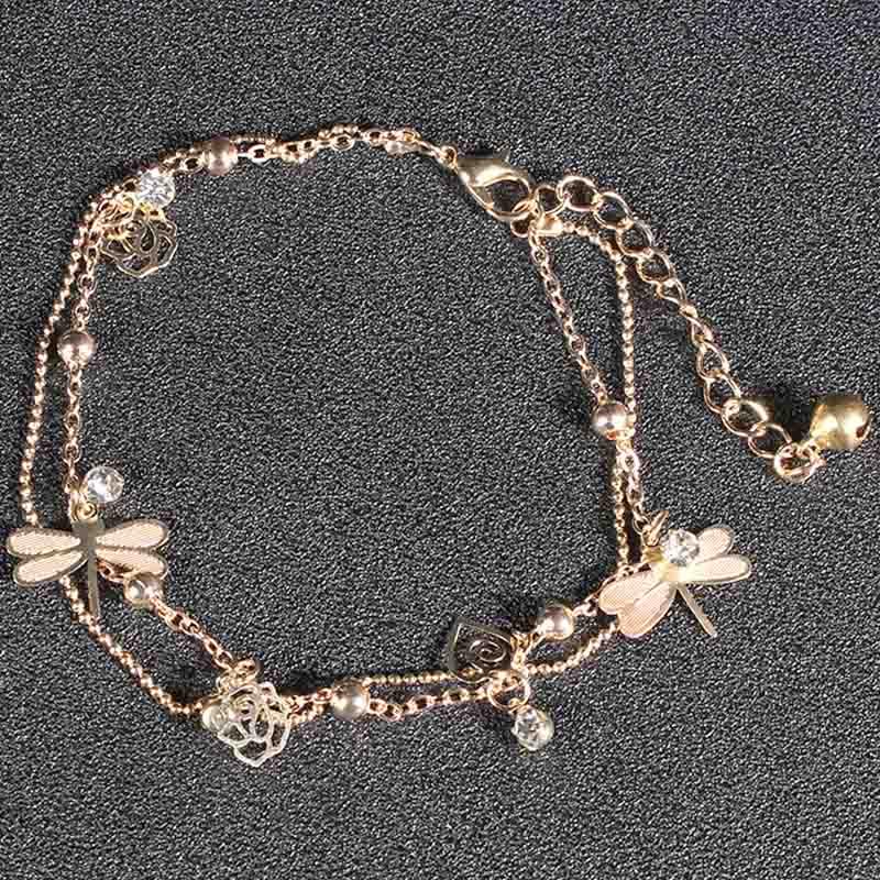 Dragonflies & Roses Summer Anklet
