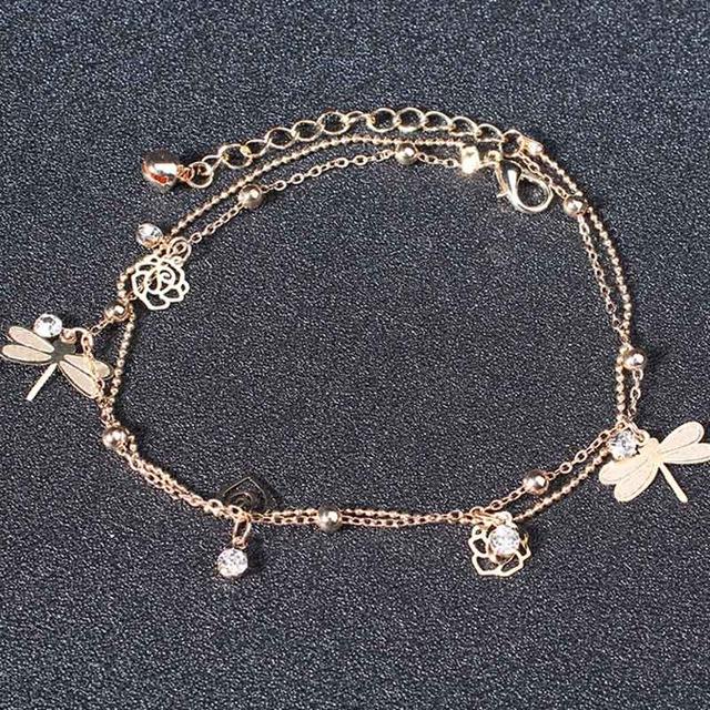Dragonflies & Roses Summer Anklet