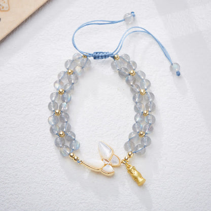 Aquamarine Amethyst Moonstone Healing Bracelet | 5-6mm Beads