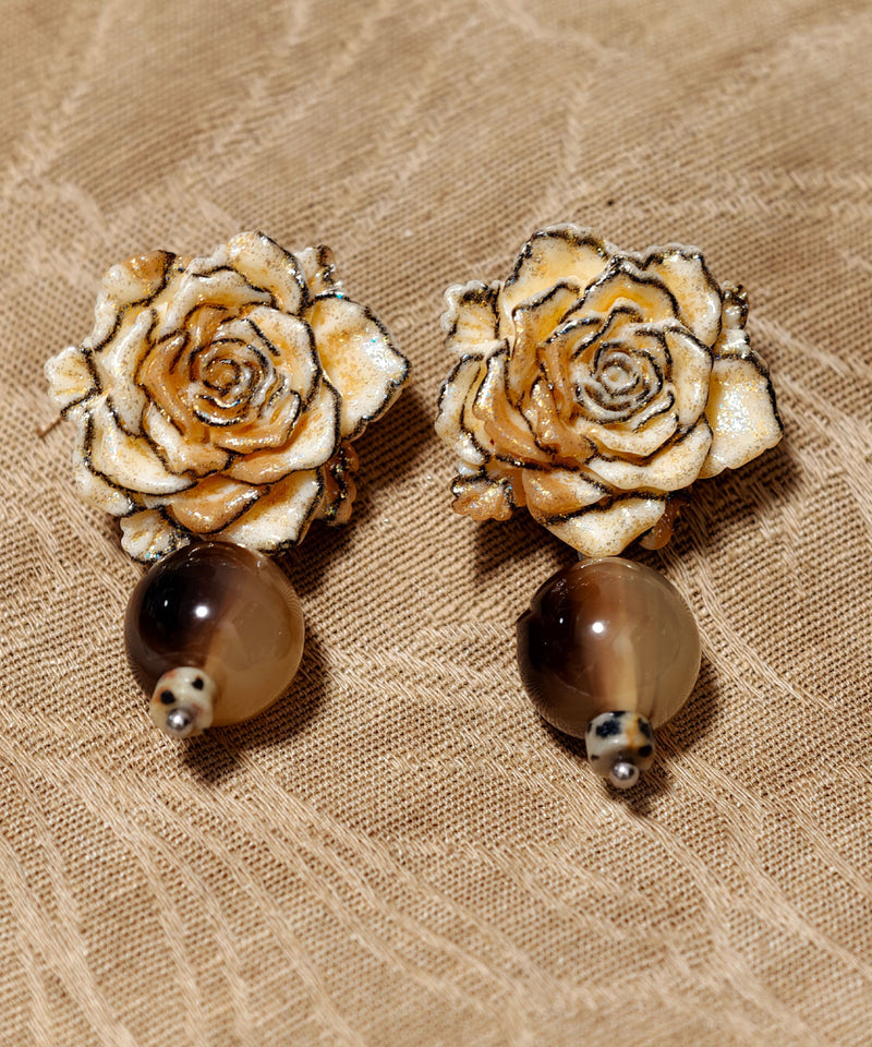 Retro Brown Alloy Resin Drop Earrings
