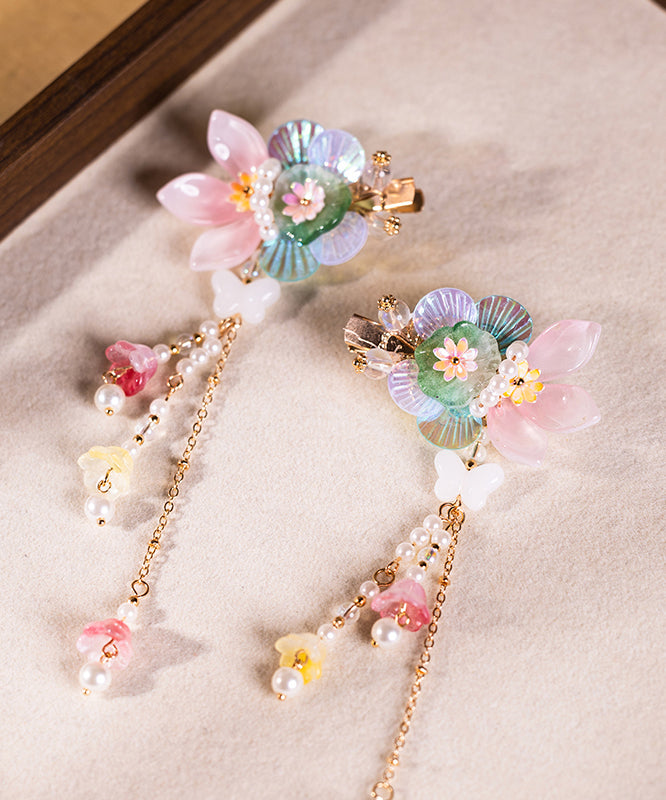 Style Multicolor Alloy Pearl Tassel Kids a Pair Hairpin