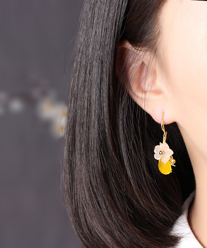 Diy Yellow Water Drop Drop Earrings