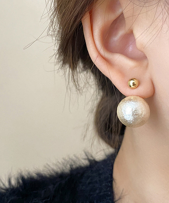 Champagne Copper 14k Gold Pearl Stud Earrings