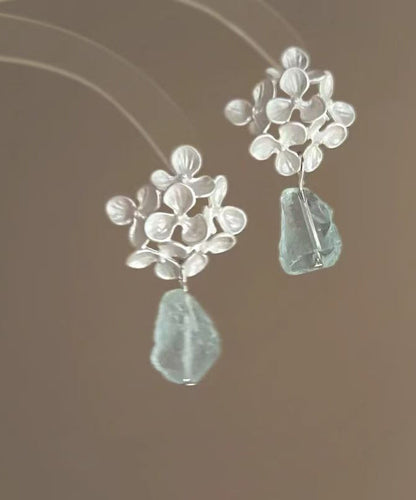 Style Silk Alloy Gem Stone Tassel Drop Earrings