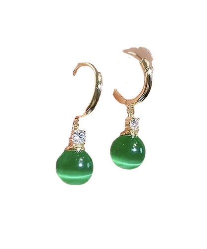 Green Copper Inlaid Opal Drop Earrings