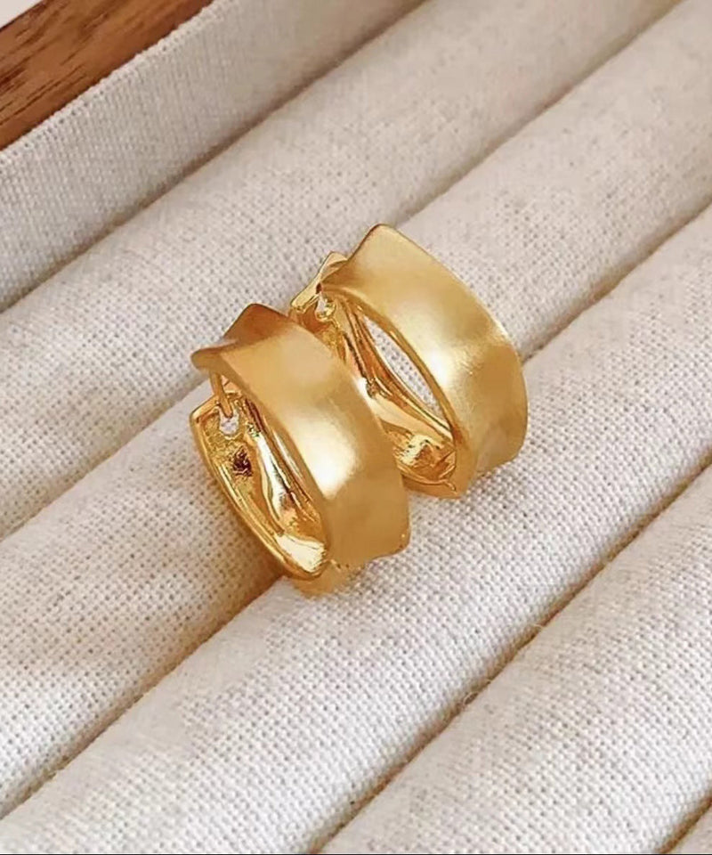 Gold Copper Wire Drawing Hoop Earrings