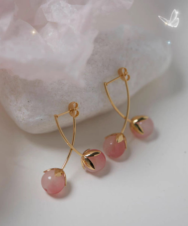 Peach Sterling Silver Overgild Resin Tomato Hoop Earrings