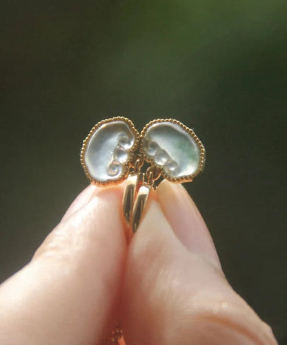Gold Sterling Silver Overgild Jade Drop Earrings