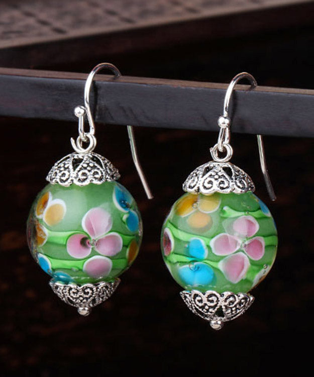 Green Sterling Silver Coloured Glaze Drop Earrings