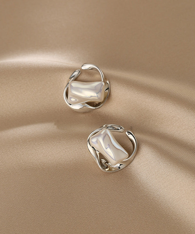 Silk Copper Pearl Geometry Hoop Earrings