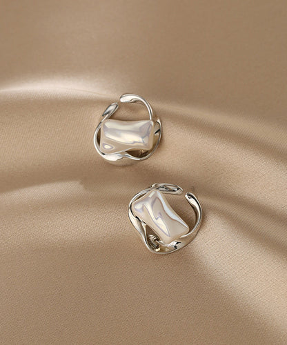 Silk Copper Pearl Geometry Hoop Earrings