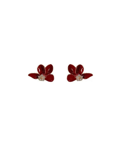 Stylish Mulberry Sterling Silver Overgild Asymmetrical Zircon Stud Earrings