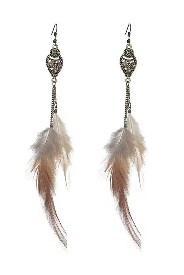Chain Tassel Feather Earrings
