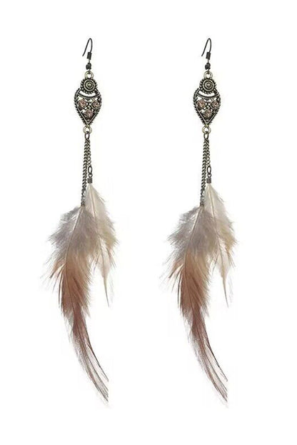 Chain Tassel Feather Earrings
