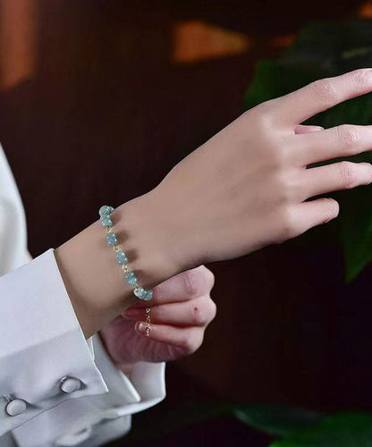 Blue 14k Gold Jade Charm Bracelet