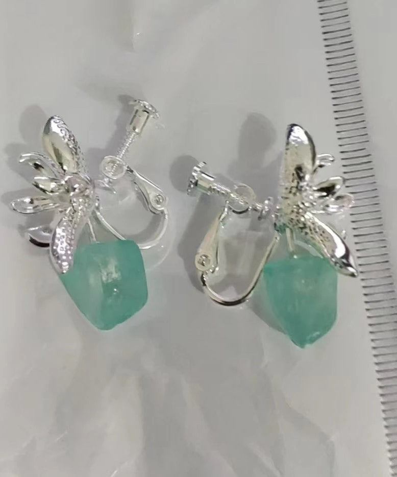 Original Light Blue Sterling Silver Gem Stone Drop Earrings