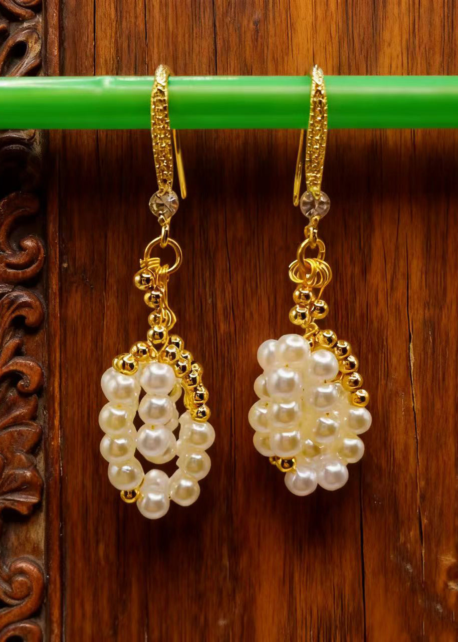 White Pearl Original Design Drop Earrings