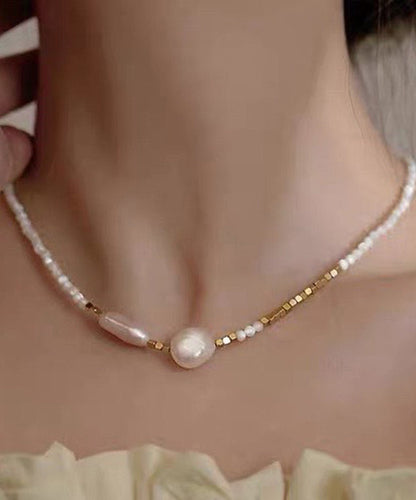 White Alloy Pearl Gratuated Bead Necklace
