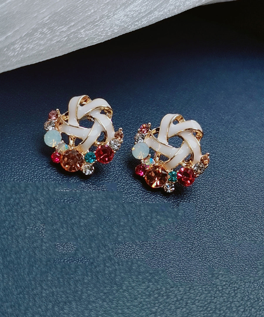 Rainbow Alloy Zircon Stud Earrings