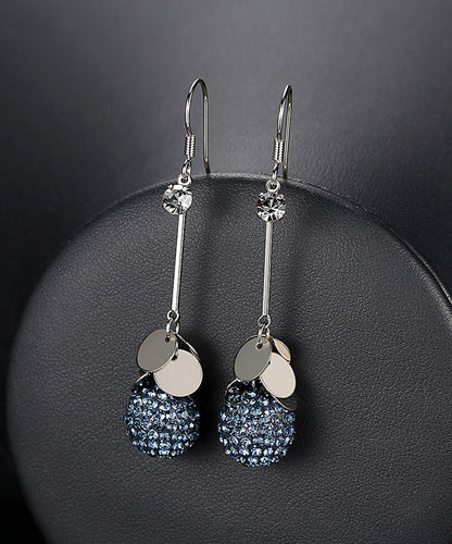 Blue Sterling Silver Crystal Drop Earrings