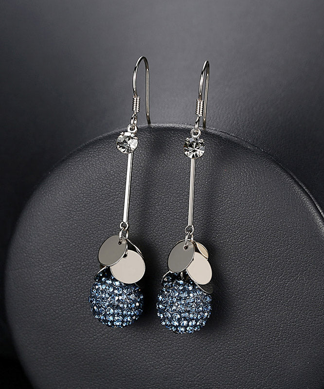 Blue Sterling Silver Crystal Drop Earrings
