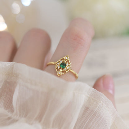 Elsie Baroque Emerald Ring