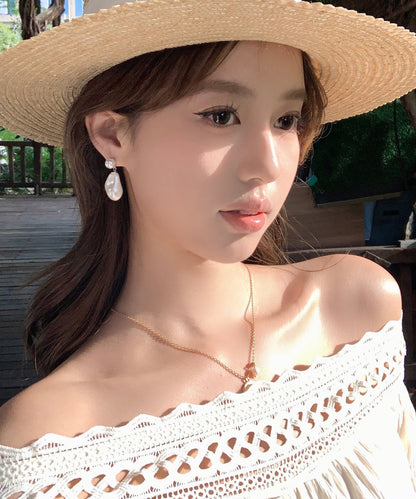White Sterling Silver Pearl Drop Earrings