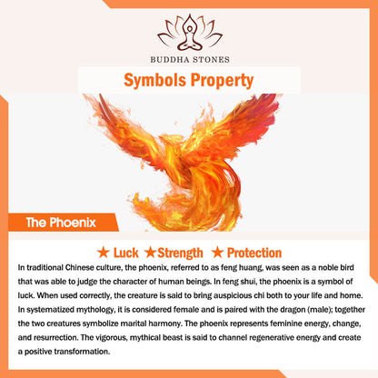 Buddha Stones Black Obsidian Love Dragon Phoenix Protection Necklace Pendant