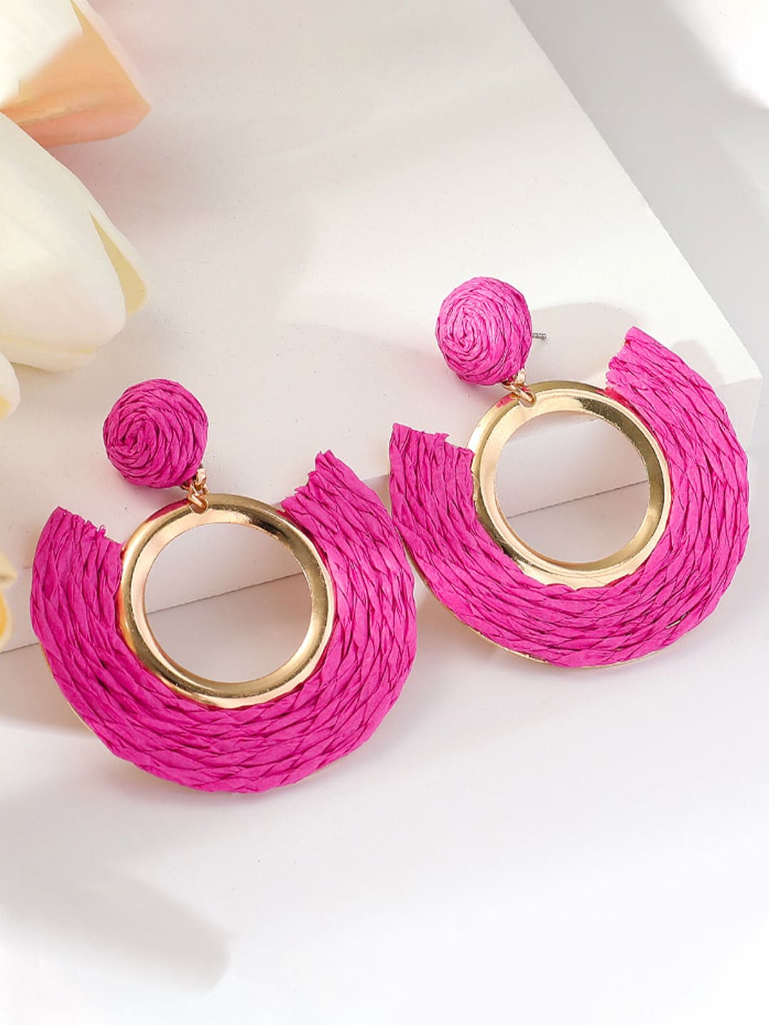 Textured Circle Drop Earrings
