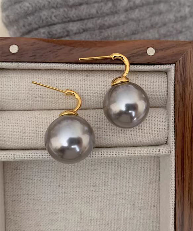 Gold Copper Overgild Pearl Stud Earrings