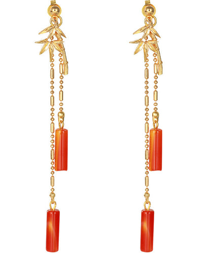 Diy Red Jade Agate Drop Earrings