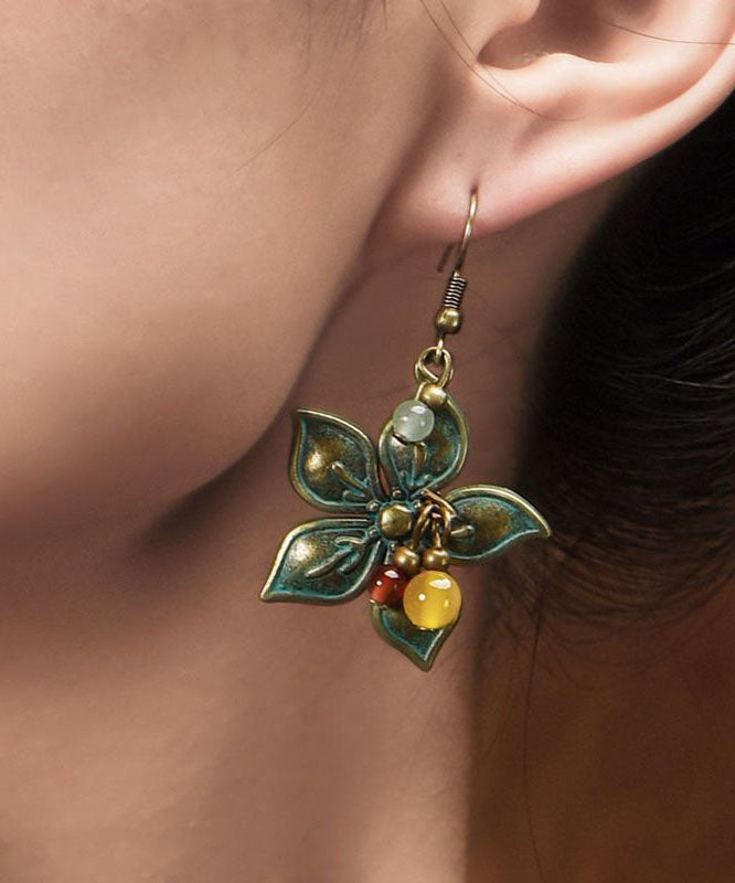 Retro Cherry Blossoms Made of Copper National Style Drop Earrings