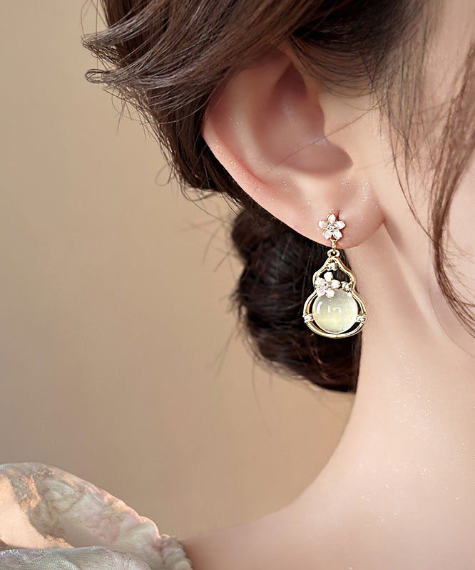 Gold Copper Alloy Gourd Drop Earrings