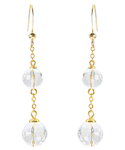 Fine White 14k Gold Crystal Drop Earrings