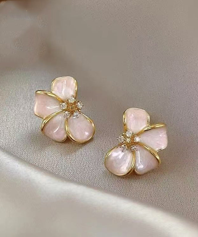 Pink Alloy Enamel Stud Earrings