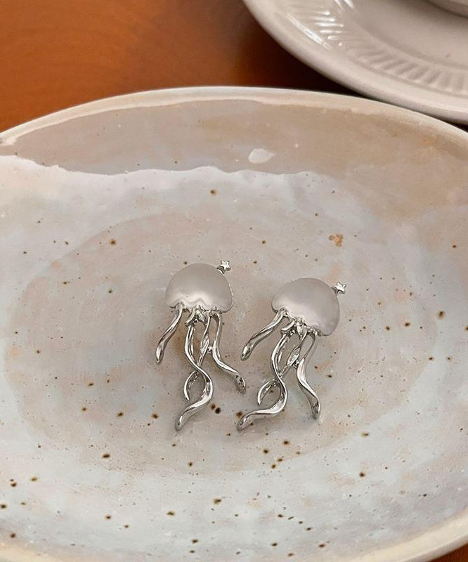 Silk Copper Resin Jellyfish Stud Earrings