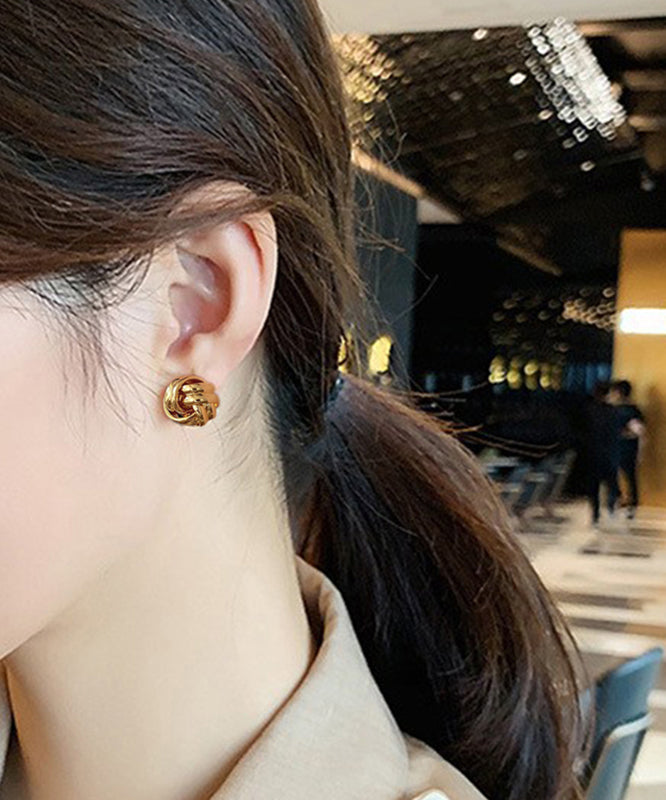 Classy Gold Metal Alloy Circular Winding Stud Earrings