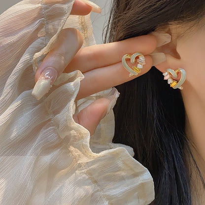 [] Bejeweled Heart Earrings