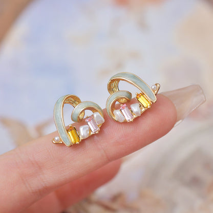 [] Bejeweled Heart Earrings