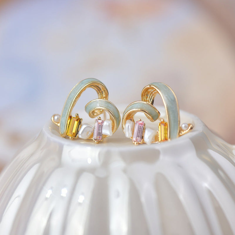 [] Bejeweled Heart Earrings