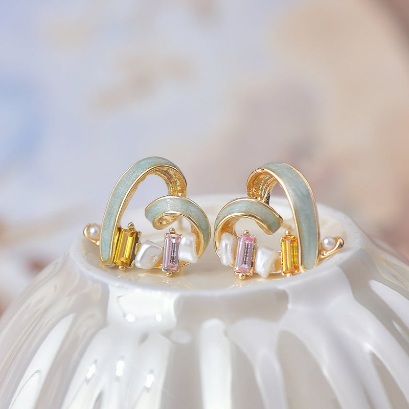 [] Bejeweled Heart Earrings