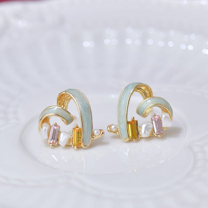 [] Bejeweled Heart Earrings