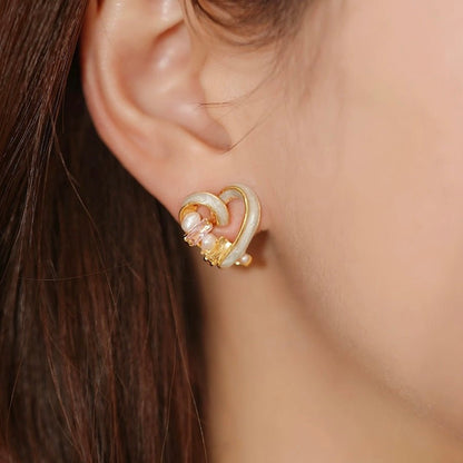 [] Bejeweled Heart Earrings