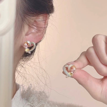 [] Bejeweled Heart Earrings