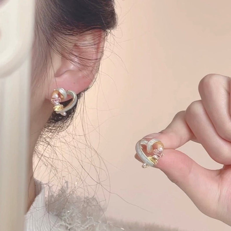 [] Bejeweled Heart Earrings