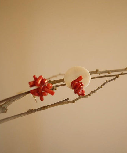 Colorblock Alloy Shell Stud Earrings