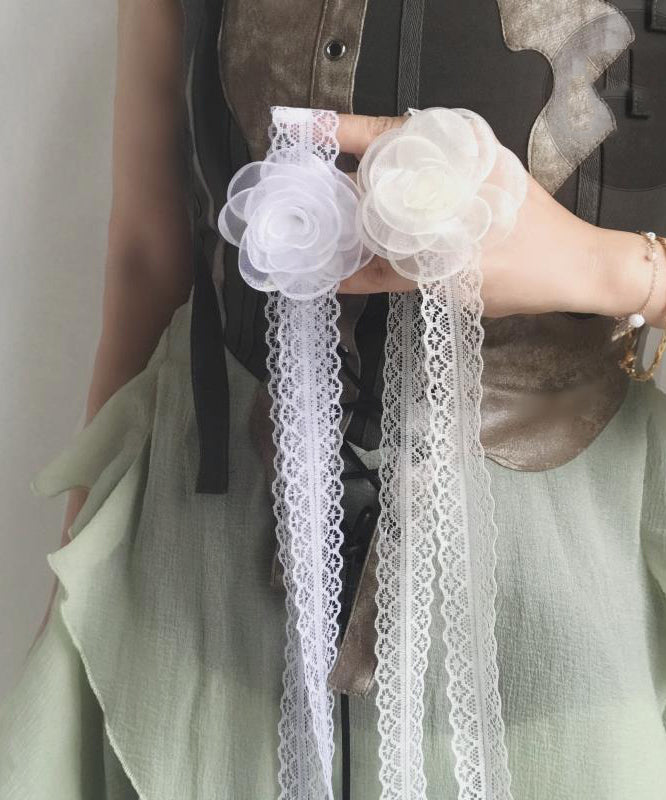 Style Beige Lace Hollow Out Silk Scarf Necklace