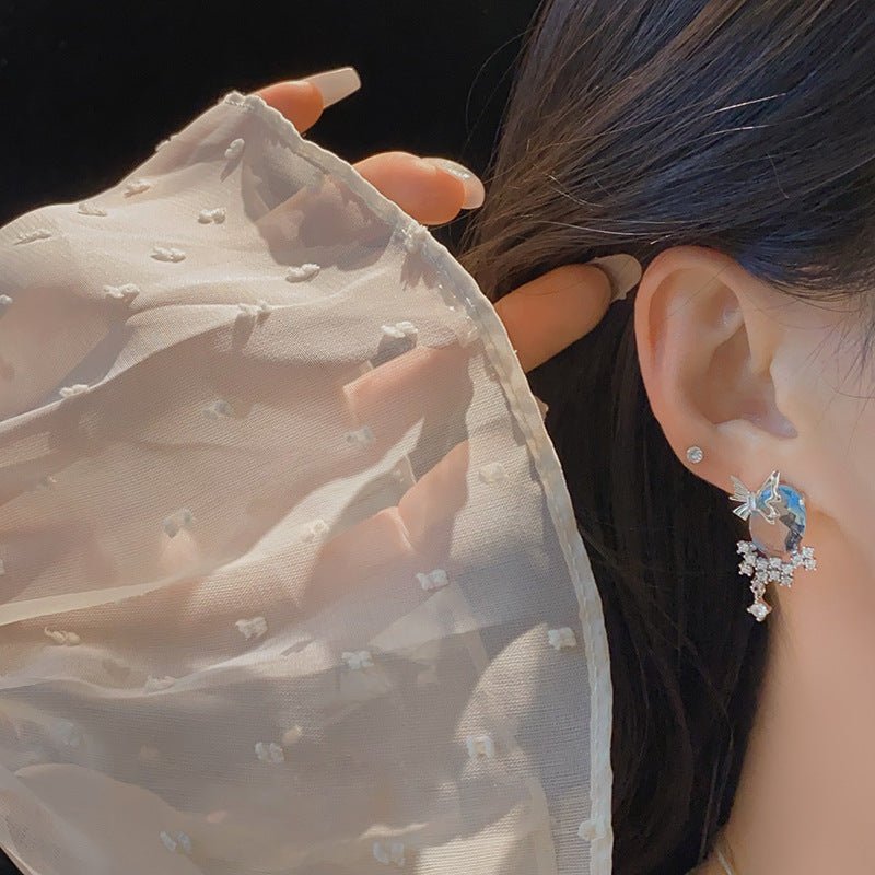 [] Blue Gem Butterfly Earrings