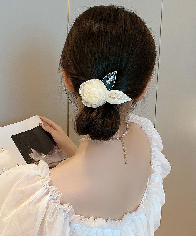 Modern Beige Alloy Pearl Rose Hairpin
