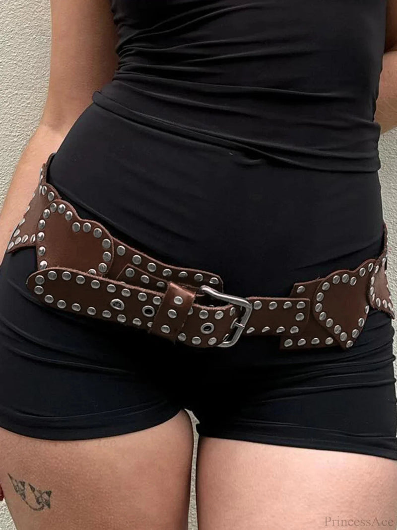 Rivet Gothic Loving-shape Pu Leather Belt